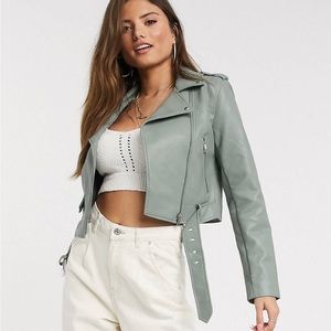 NWOT Green faux leather jacket